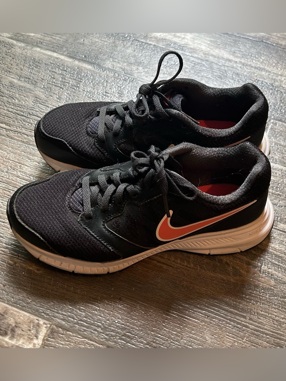 Nike Black Sneakers with Coral Swoosh and White Sole $35 OBO